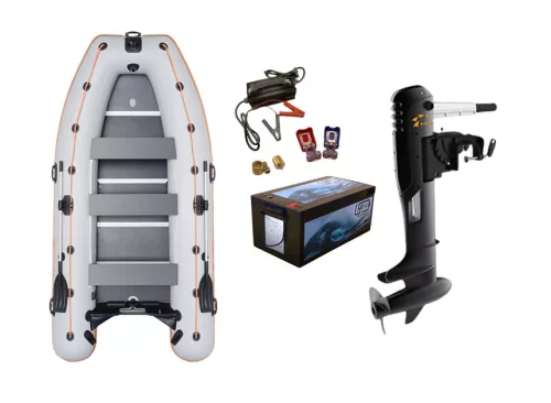 KOLIBRI KM-400 DSL GUMICSÓNAK + HAIBO R400 ELEKTROMOS CSÓNAKMOTOR + LIFEPO4 48V 110AH LÍTIUMOS AKKUMULÁTOR