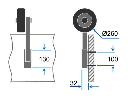 KOET260 Solides Transport-Hawk-Rad aus Edelstahl, Schwarz/Rot