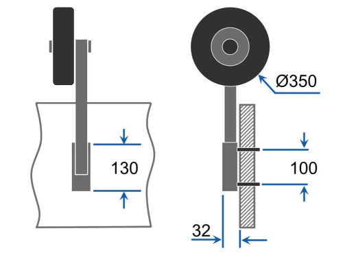 KOET350 Solides Transport-Hawk-Rad aus Edelstahl, Schwarz/Rot