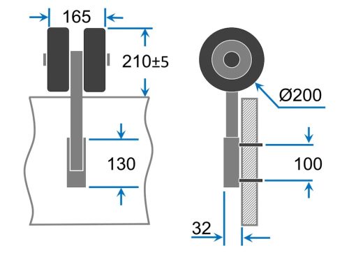 KOEW200 Solides Transport-Hawk-Rad aus Edelstahl, Grau/Schwarz
