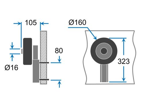 KOLD160 Solides Transport-Hawk-Rad aus Edelstahl, Schwarz/Rot