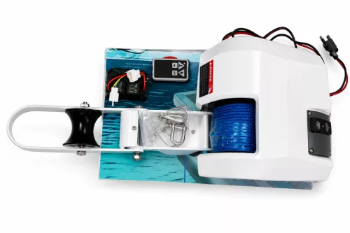 Elektromos horgonycsörlő, 12 V távirányítóval fehér