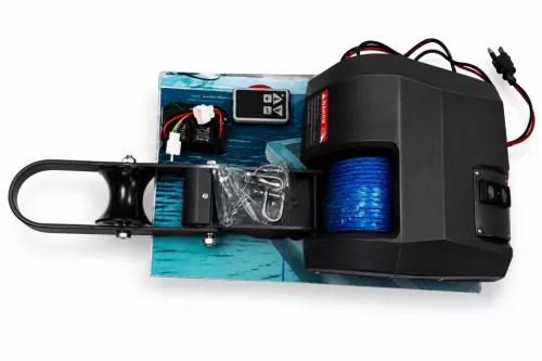 Elektromos horgonycsörlő, 12 V távirányítóval fekete