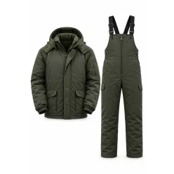   Khaki téli szett, dzseki +  vállpántos nadrág -25 ° C-ig 60-62 (3XL)